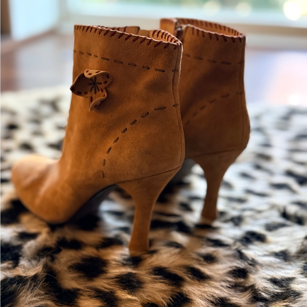 Tan Suede Boho Ankle Boots - Picture 3 of 6